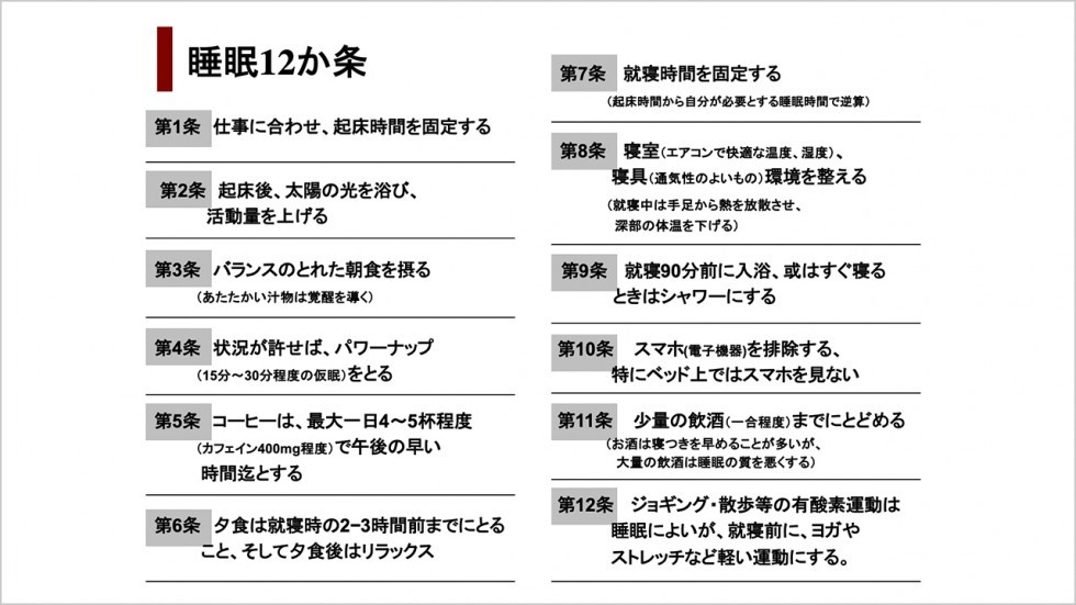 睡眠12箇条の説明画像