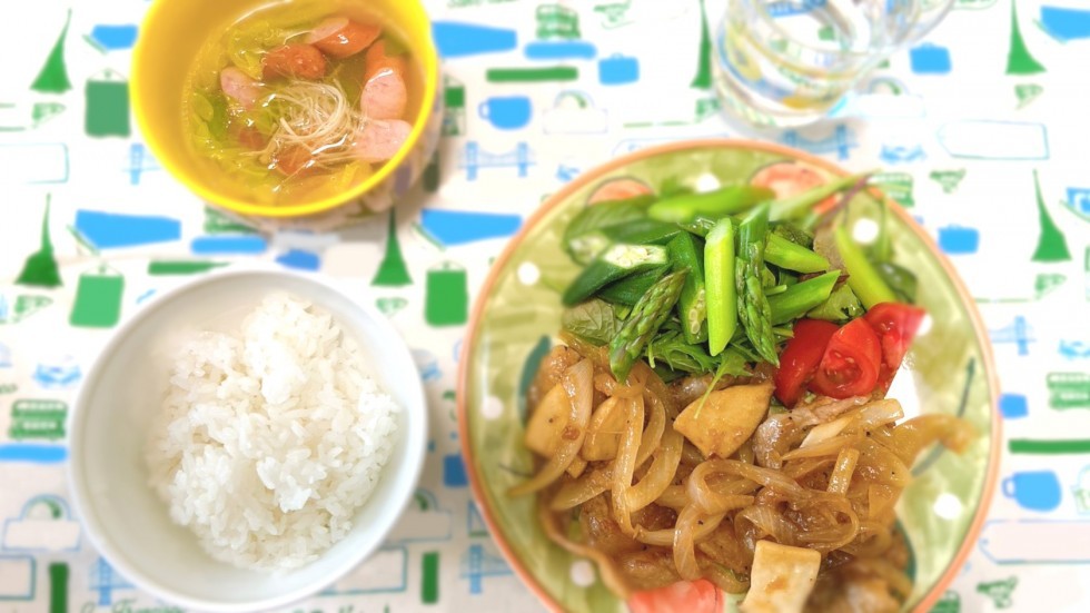 筋肉をつけたいときのランチ：豚の生姜焼き