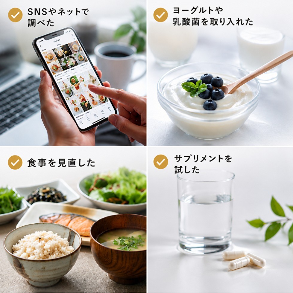 腸活を実践している4パターンの画像