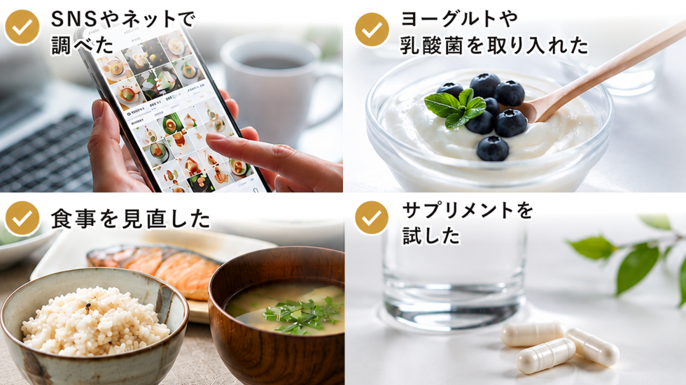 腸活を実践している4パターンの画像