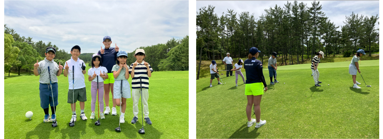 キッズゴルフ教室に参加した子どもたちの写真