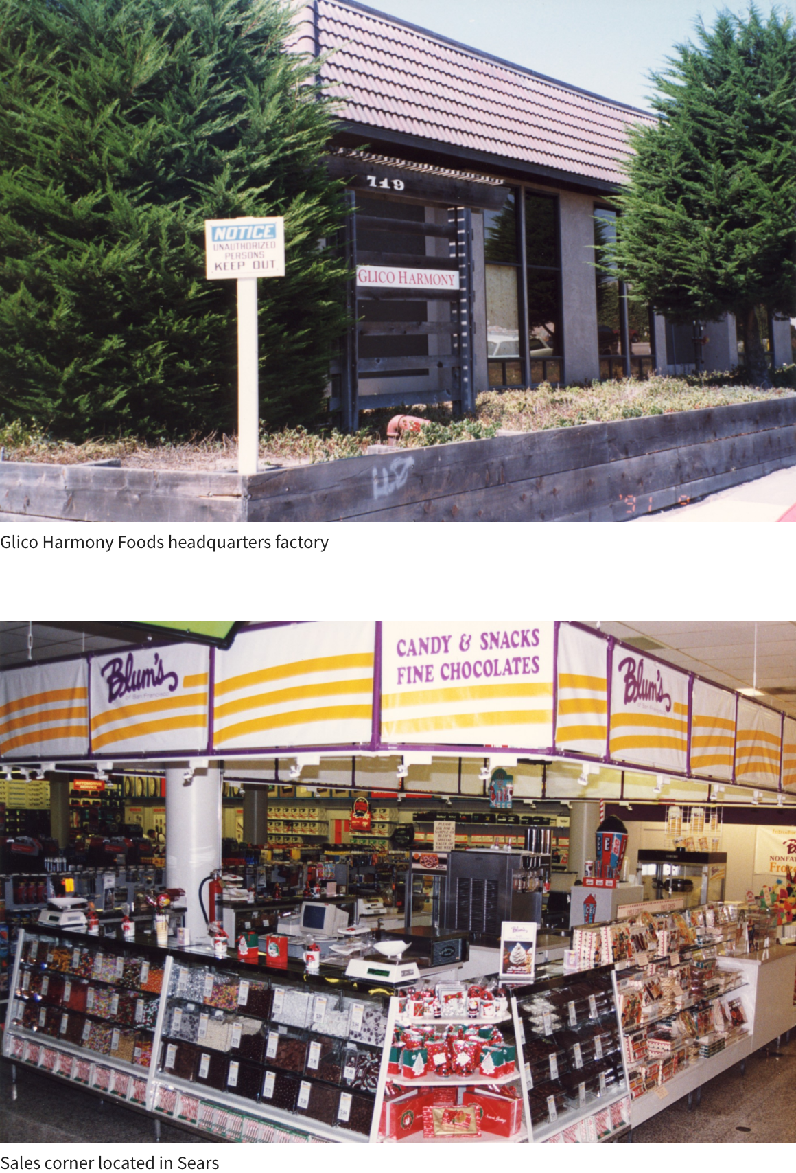 [Upper]Glico Harmony Foods headquarters factory [Lower]Sales corner located in Sears